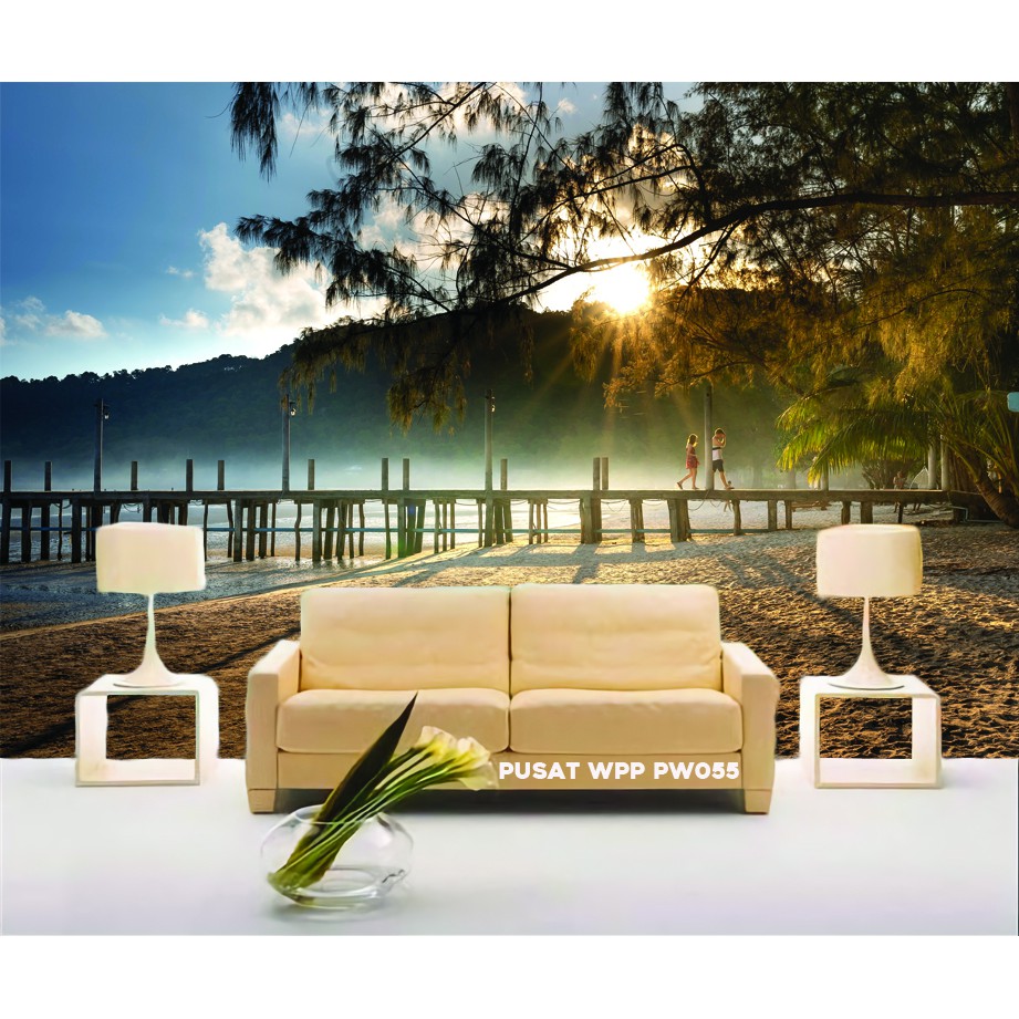 Sudah Ada Lemnya Wallpaper 3d Banner Dinding Pemandangan Alam Pantai Terindah Untuk Ruang Tamu Lazada Indonesia