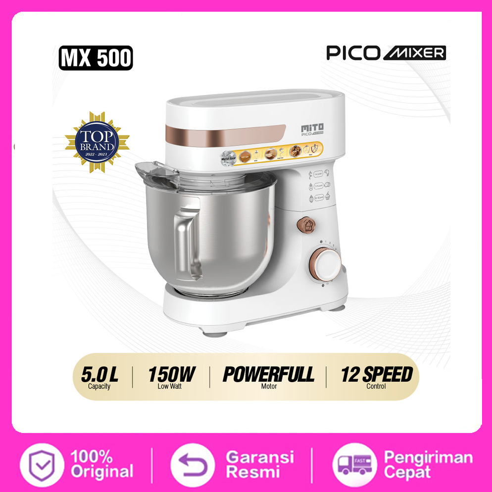 MITO Stand Mixer MX500 Pengaduk Adonan Kue 5L Pico Mixer White