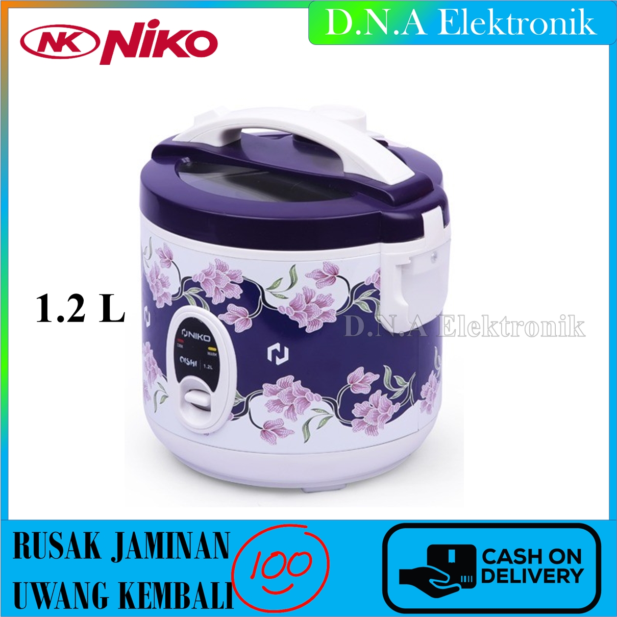 Rice Cooker Niko OISHI Batik 1,8 LIter Dan 1.2 Liter Niko OISHI Batik Magic Com 3in1 Tutup Kaca