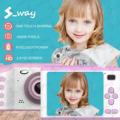 S_way《Original》Kids' Camera 2.8 Inch IPS Eye Protection Screen Photo Sharing HD Touch Screen Digital Dual Lens 18MP Children Camera For Kids