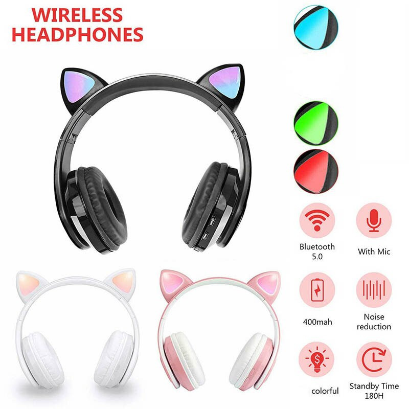 Headset Headphone Telinga Kucing Cute Cat Ear bluetooth Rloop 