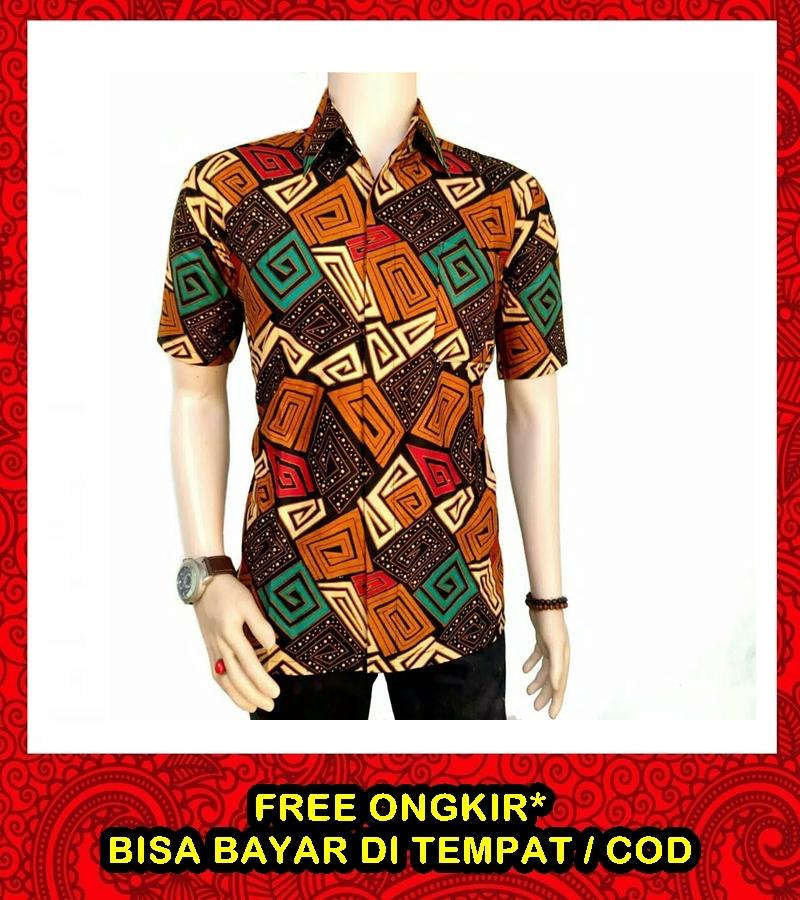 Baju Batik Pria Modern / Batik Kombinasi Hem Batik Pria Modern / Batik Pria Lengan Pendek Kombinasi Modern Terbaru Murah / Azka Batik
