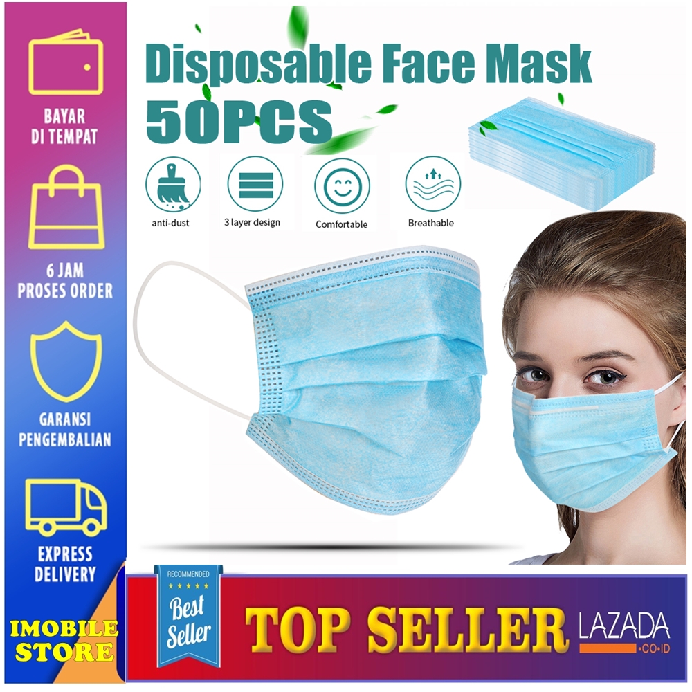 Imobile - Masker Wajah 3 Ply Face Mask Medis Kesehatan Penyaring Debu  Kotoran Virus Isi 50 Pcs / 1 Box | Lazada Indonesia Imobile - Masker Wajah 3 Ply Face Mask Medis Kesehatan Penyaring Debu  Kotoran Virus Isi 50 Pcs / 1 Box | Lazada Indonesia