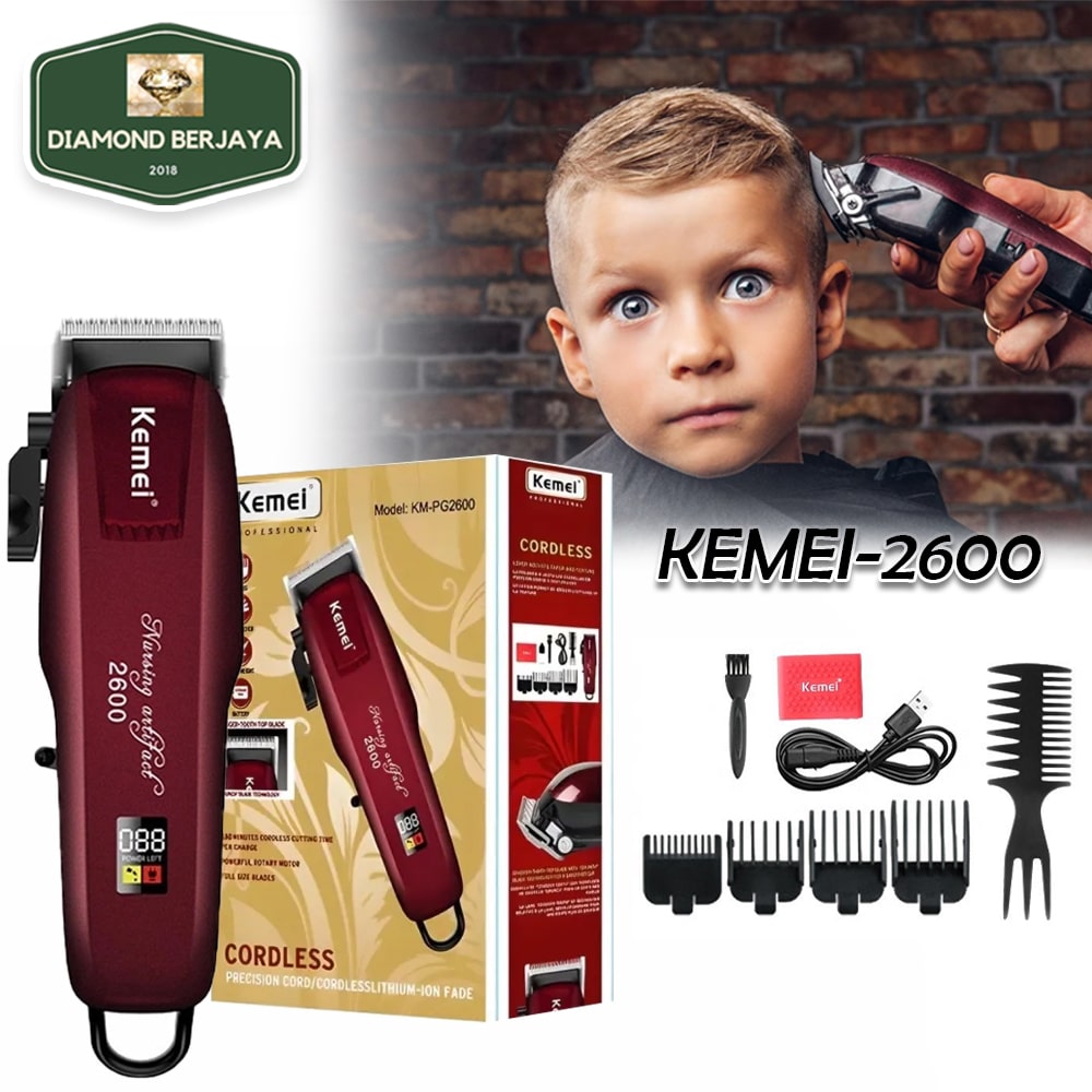 HOT!! Kemei km pg2600 hair clipper rechargeable cordless electric LCD Display/quality hair