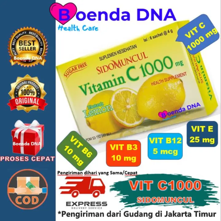 Cod Vitamin C 1000 Mg Lemon Sidomuncul 1 Box 6 Sachet Terlaris Lazada Indonesia