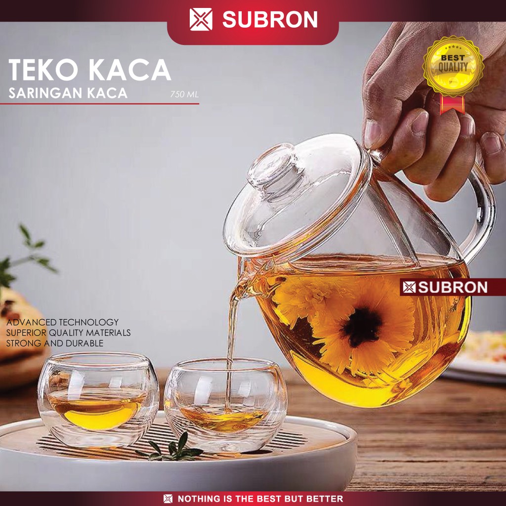 Subron Glass Teapot 750ml Teko Teh Kaca Saringan Kaca Boron Tinggi Lazada Indonesia 7534