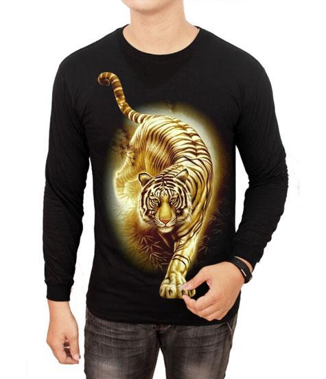 Berton Store Kaos Pria Lengan Panjang Macan Emas / Kaos T-Shirt Pria / Kaos Pria Terbaru / Kaos Pria Keren / Baju Pria / Kaos Pria Distro Bandung