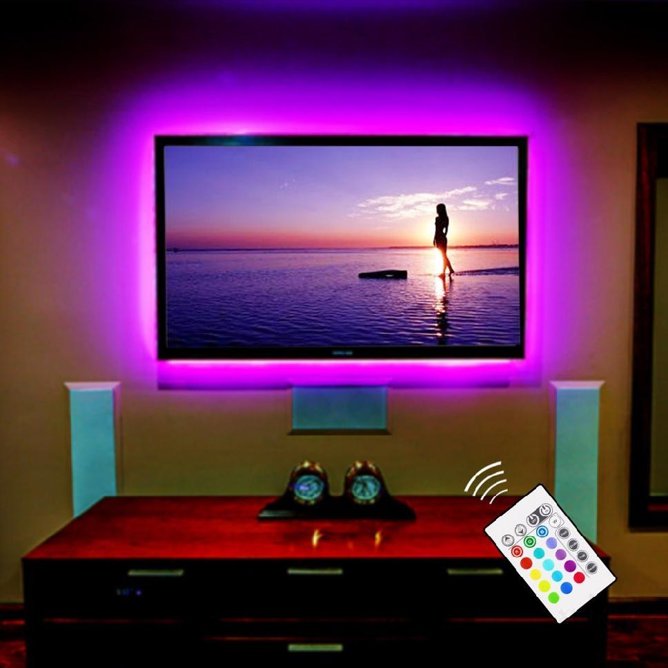5V 3528 60SMD//M RGB LED Strip Light Bar TV Back Lighting Kit+USB Remote Control