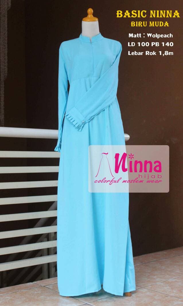 Gamis Polos Wolfis Wolvis Wolpeach Solo Warna Biru Muda Biru Soft Biru Lazada Indonesia
