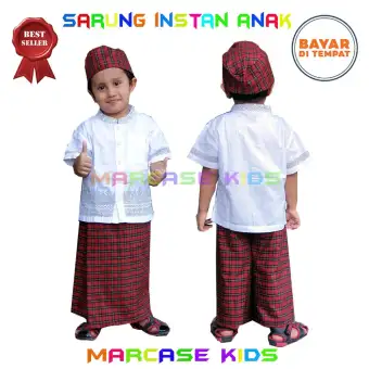 Sarung Instan Anak + Peci Premium Termurah Marcase Kids