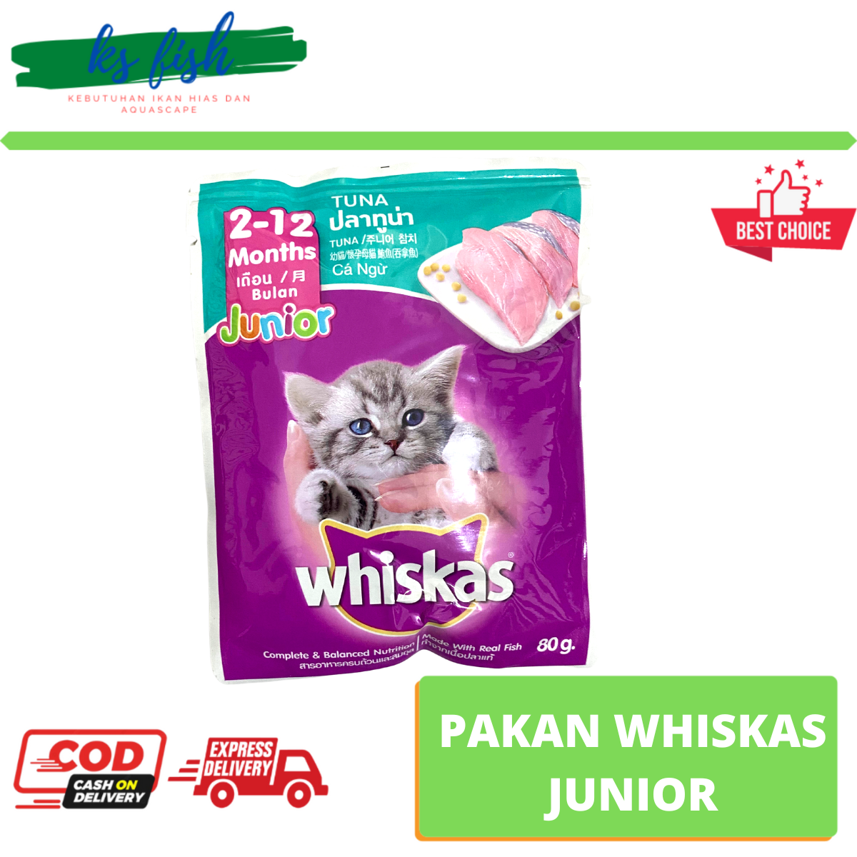 Whiskas Sachet Junior 80 gram / makanan kucing basah pouch sachet
