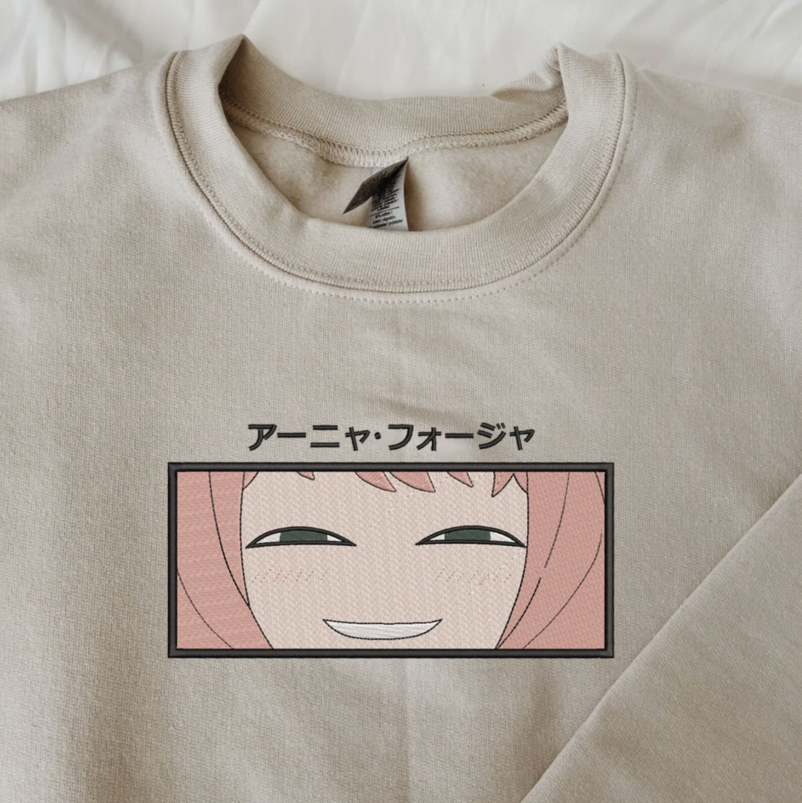 Crewneck Anya Smirk Cream Spy x Family Anime Manga Spy X Family ...