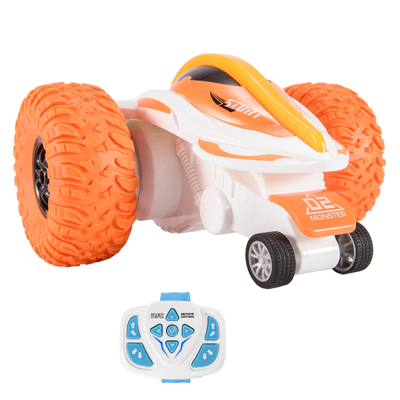 2.4G RC Stunt Car Three-Wheeled Rotating Stunt Car Wireless Watch Remote Control Rolling Car Model Children Electric Toy Gift