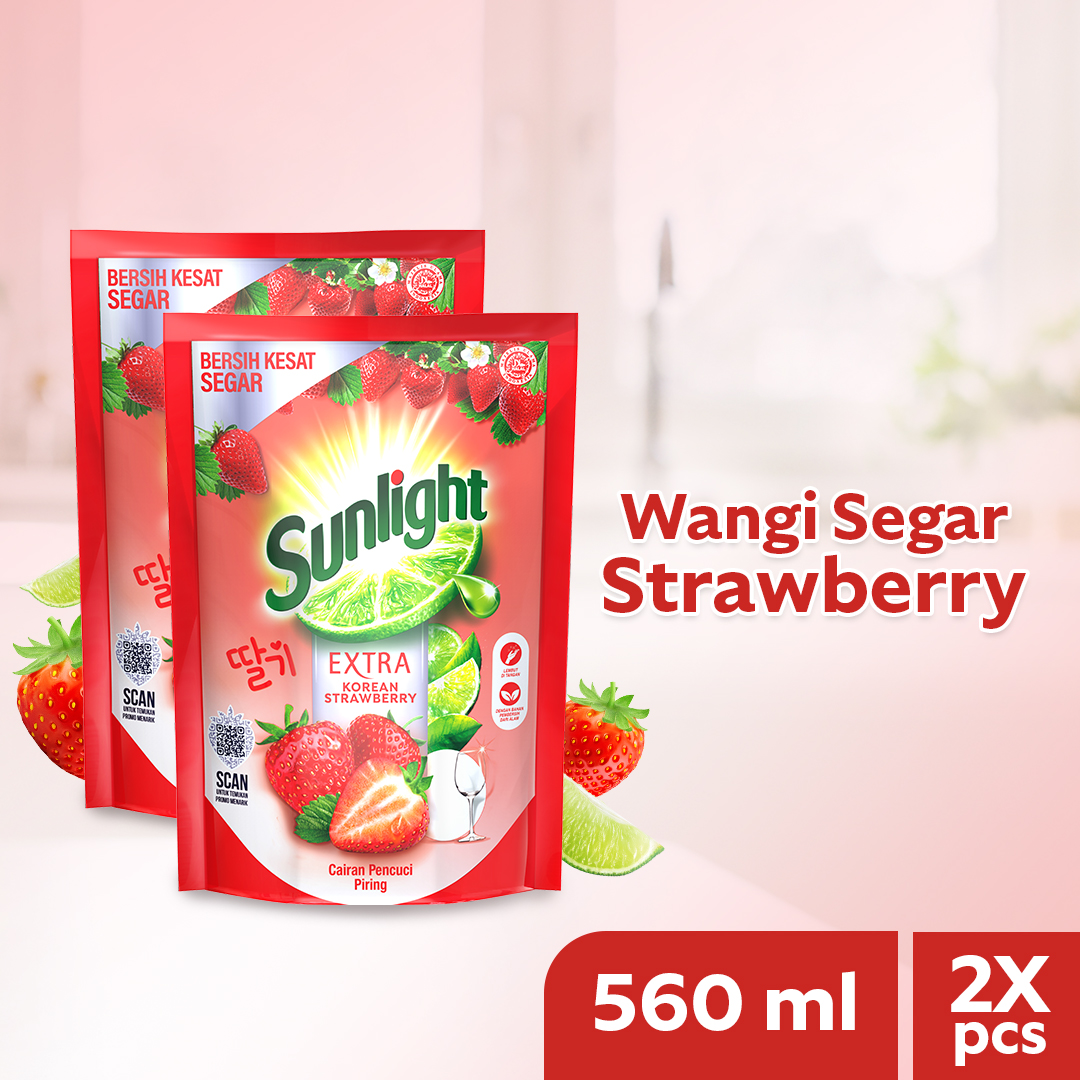 Sunlight Sabun Cuci Piring Korean Strawberry 560ml Twinpack Lazada