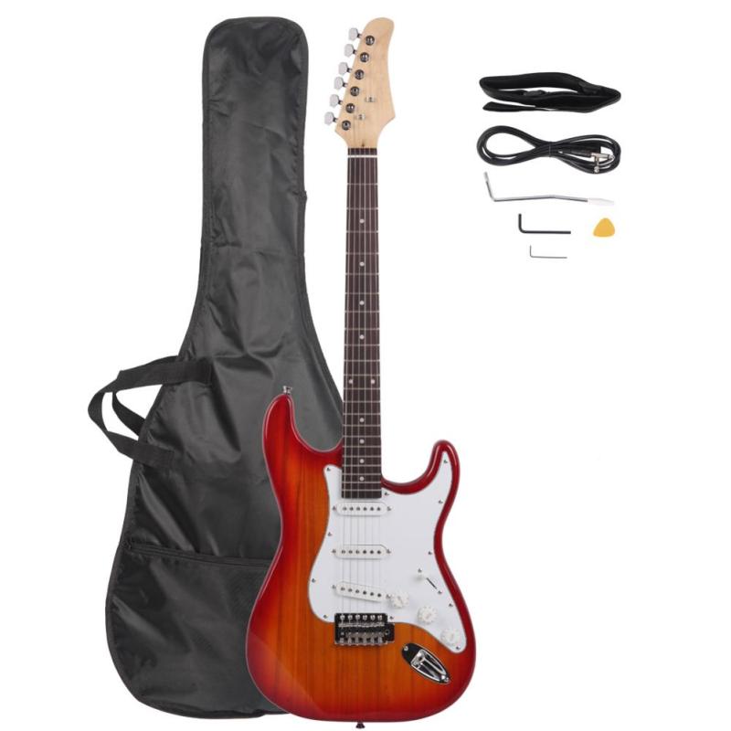 Electric Guitar Musical Instruments Rosewood Fingerboard Electric Guitar (Sunset Red) +Bag +Strap +Picks +Rocker +Cable +Wrench Malaysia