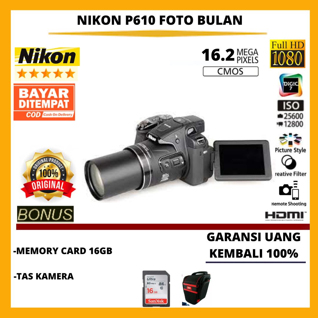 NIKON P610 COOLPIX KAMERA FOTO BULAN Kamera Dengan Wifi Kamera 16