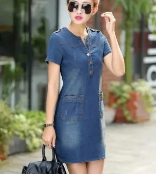 dress denim wanita