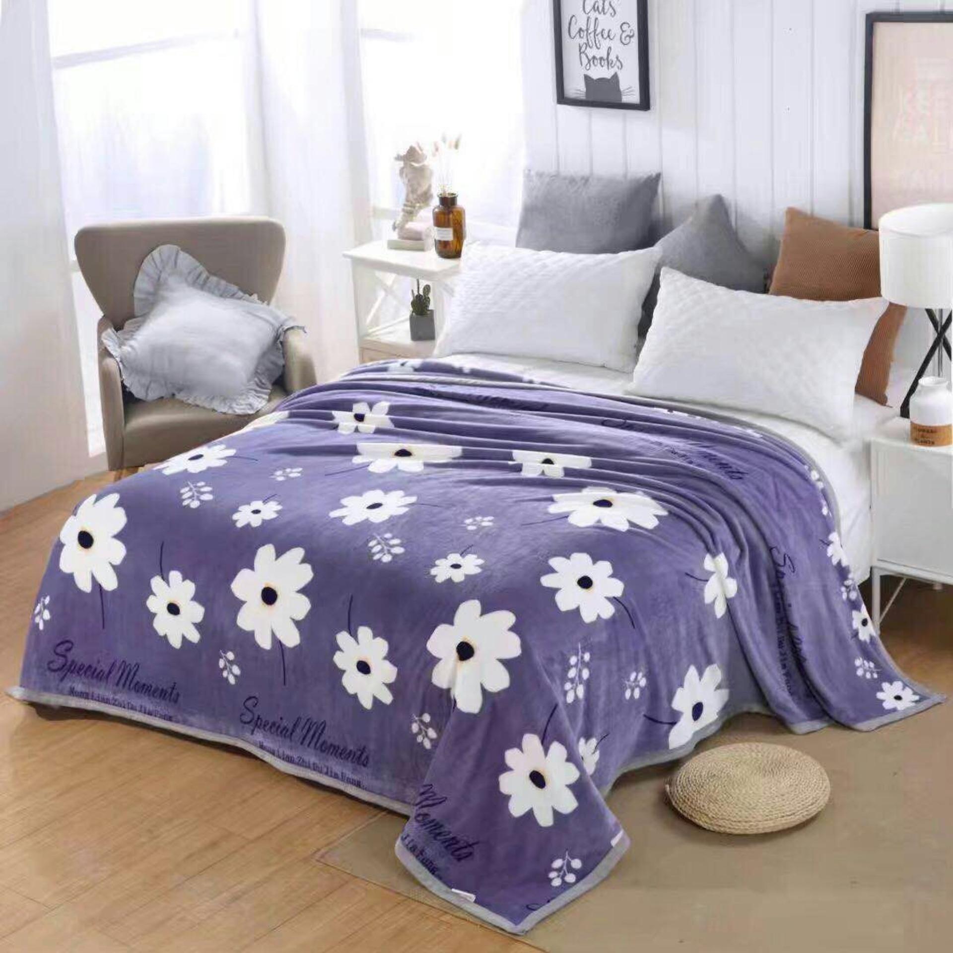selimut bulu halus motif kembang cantik impor 150x200 termurah