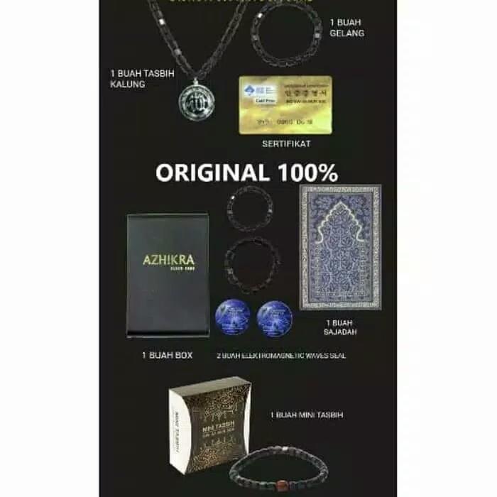 AZHIKRA Kalung Gelang Kesehatan - Tasbih Sertifikat Azikra Original Batu GWISAMUNSOK Azzikra Asli Lejel Black Jade