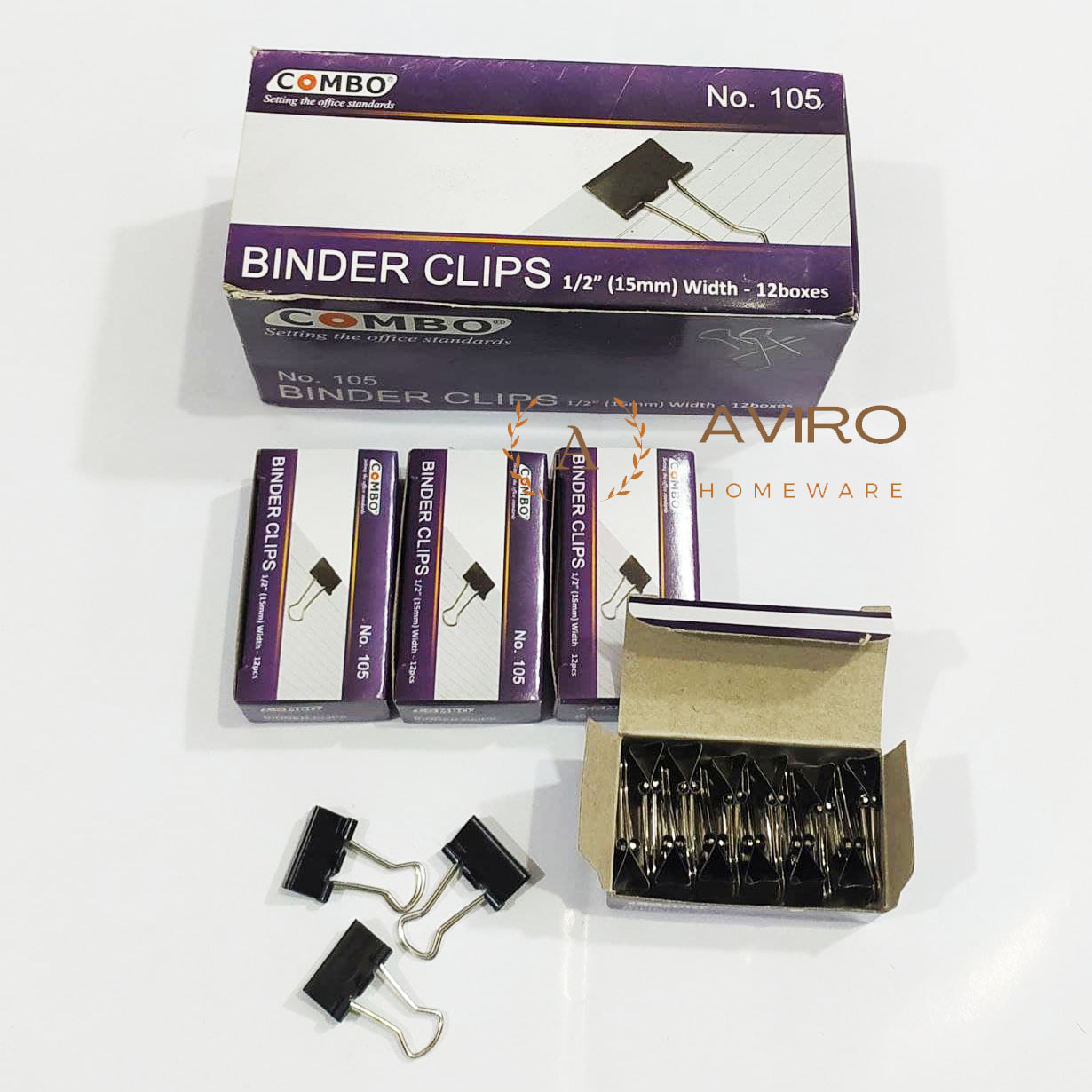 Binder Clip 105 COMBO 1 Box Binder Clip Kecil Penjepit Kertas Klip