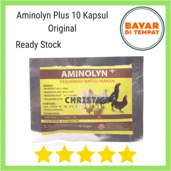 Aminolyn Plus 10 Capsul Original Obat Vitamin Suplemen Penambah Nafsu Makan Ayam