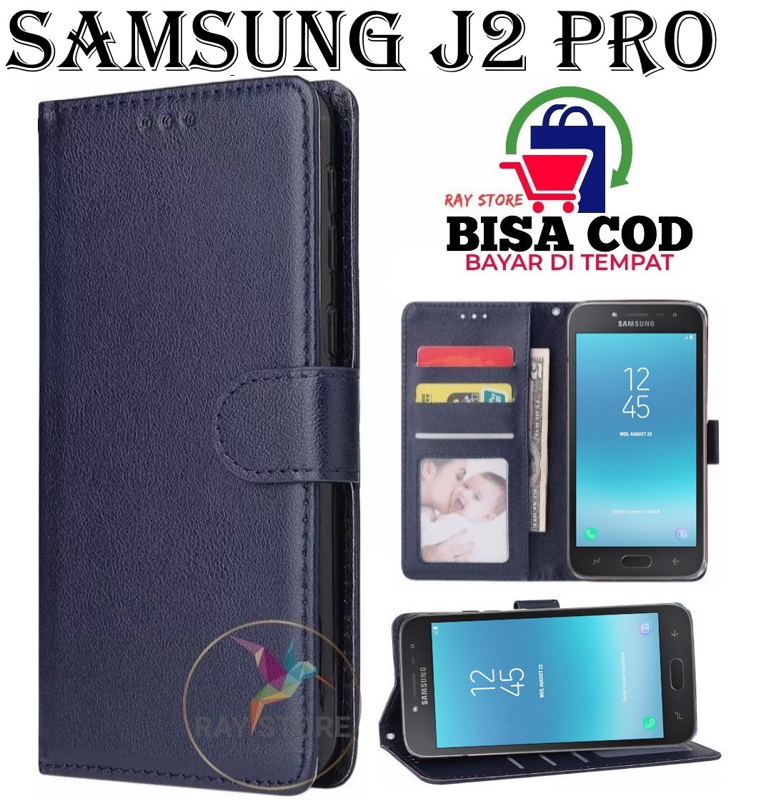 SAMSUNG J2 PRO FLIP LEATHER CASE PREMIUM-FLIP WALLET CASE KULIT