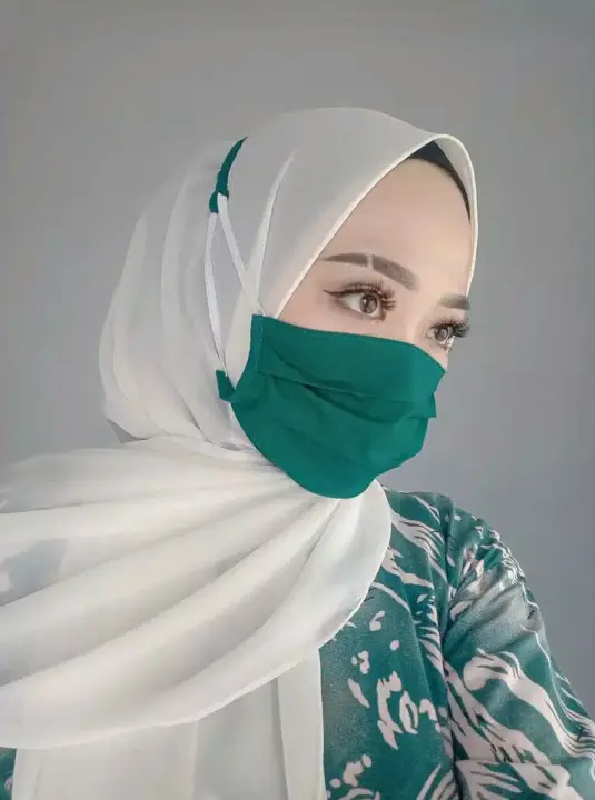 Cod Masker Kain Kombinasi Tali Serut Kriwil Karet Hijab Oxford Premium Masker Masker Kain Masker Serut