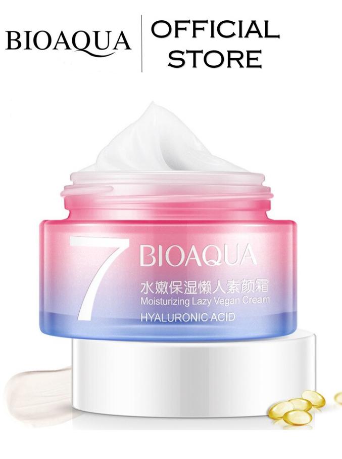 BIOAQUA Official Moisturizing Lazy Vegan Cream Hylauronic Acid - Krim V7 Vegan Bioaqua Memutihkan dan Mencerahkan Kulit Menutrisi Kuilit Mengandung Berbagai Vitamin Krim Pemutih Instant Vegan