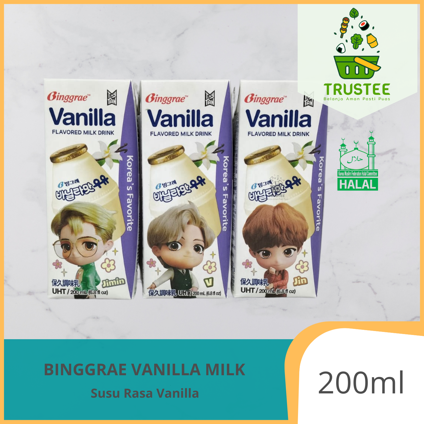 BINGGRAE MILK VANILLA - Susu Korea Import Bingrae 200ml LOGO HALAL ...