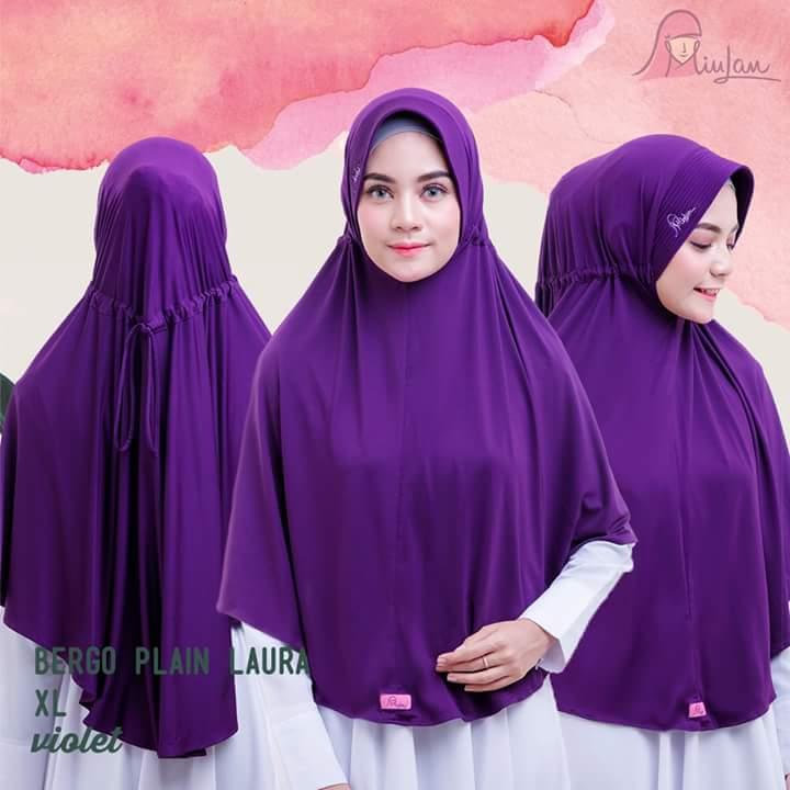 Jilbab Ukuran Jumbo Bergo Plain Laura XL Jilbab Instan MiuLan XL Tali Serut Jersey Polos Anti Tembem