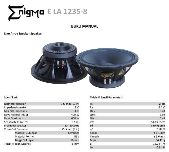 Speaker Komponen ENIGMA. Speaker BALAP LAPANGAN LINE ARRAY !12 INCH