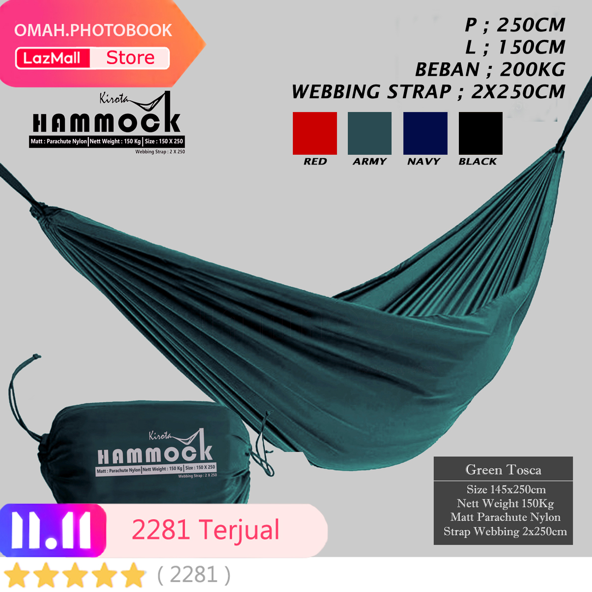 HAMMOCK / HAMMOCK REI / HAMMOCK 250KG HAMMOCK EIGER / HAMMOCK DEWASA