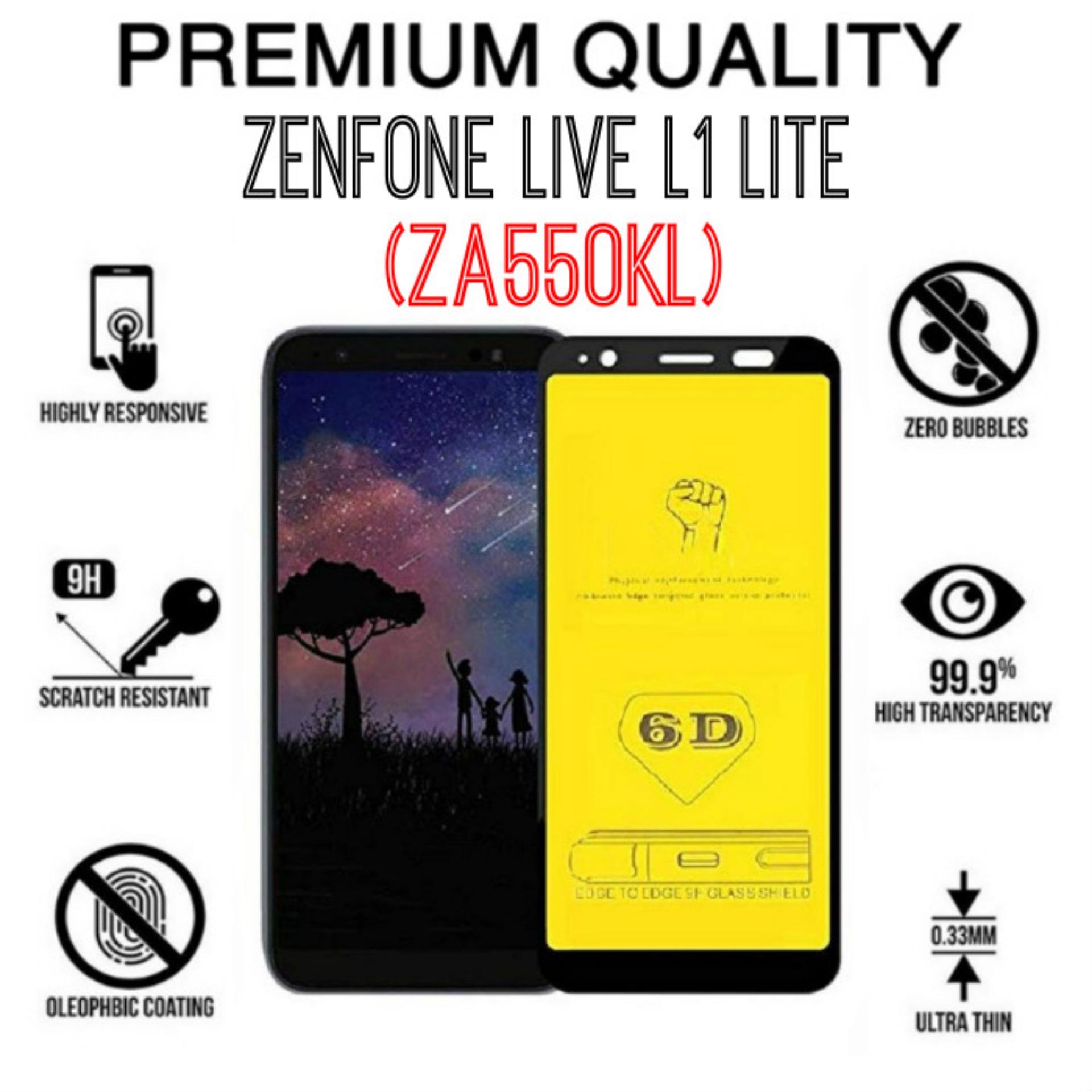 C'S* Tempered Glass List Hitam 5D/6D/9D FOR (Asus Zenfone Live L1 (ZA 550 KL)PREMIUM Full Cover // FULL LEM //SCREEN GUARD // Come Store
