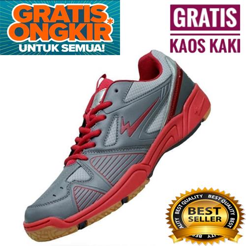 SEPATU BADMINTON EAGLE MARCUS BULUTANGKIS MURAH BERKUALITAS BEST SELLER - Grey/Red
