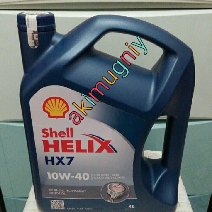 oli mobil shell helix hx7 10w-40 full original galonan 4ltr garansi