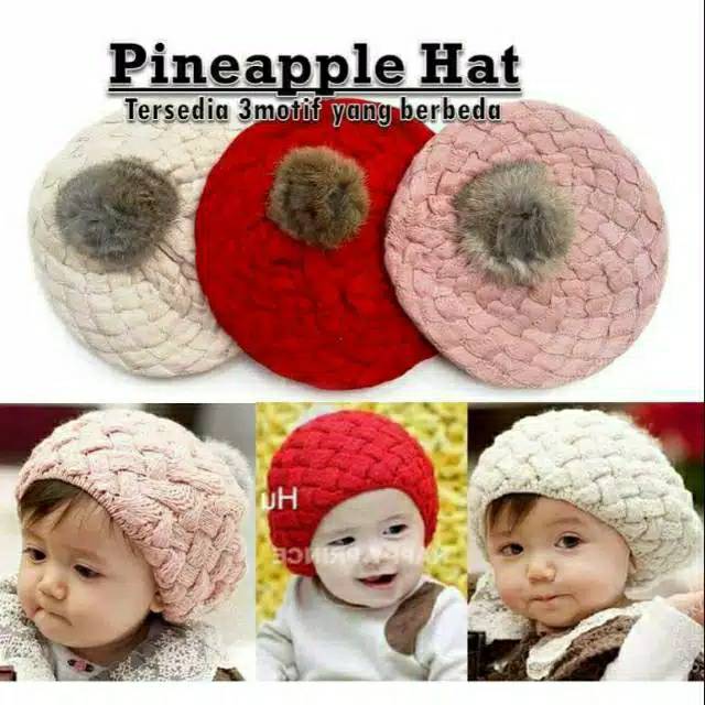 Topi Bayi Pineapple Hat Topi Nanas Kupluk Bayi Korean Hat/ Topi Nanas ...