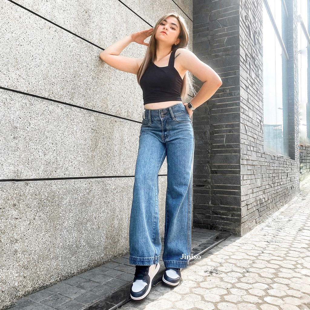 Jiniso-highwaist baggy jeans 500 Get Low Loose Fit Denim Pants