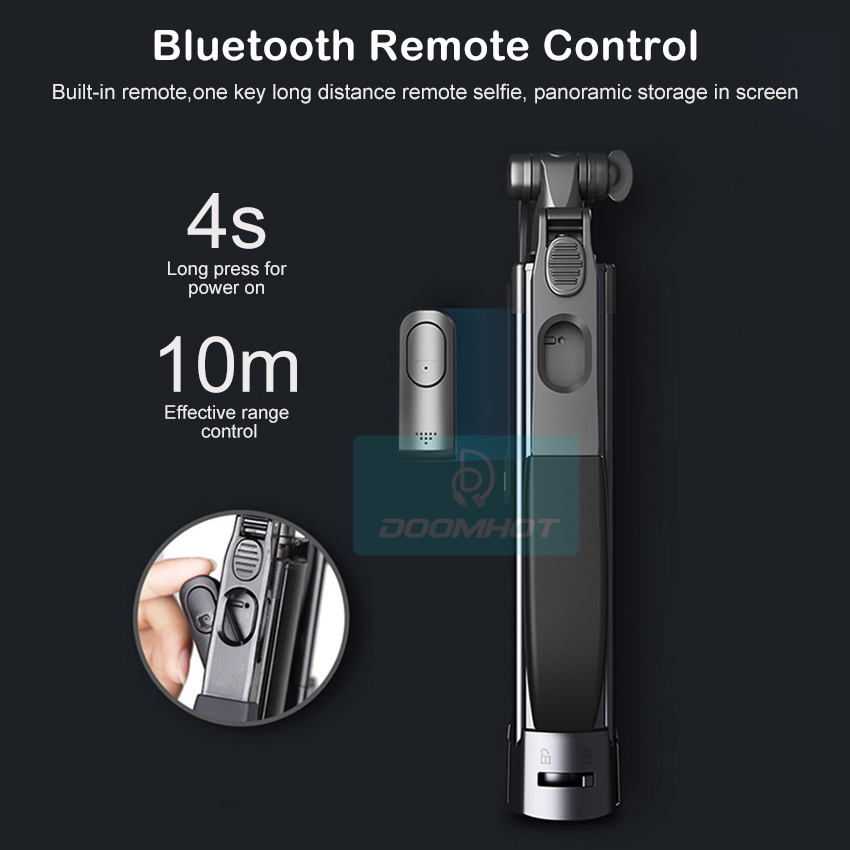 Doomhot Selfie Stick Bluetooth Retractable Tripod Selfie Stick Anti