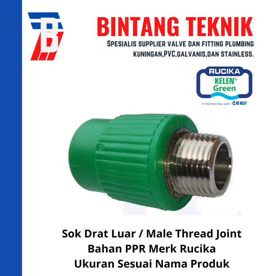 Sok Drat Luar PPR Pipa 1 1 2 Inch 50 Mm X Drat 1 1 2 Inch Rucika 
