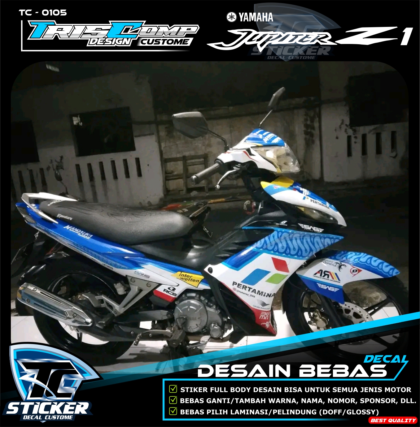 (Desain Bisa Request) Sticker Striping Decal Jupiter Z1 Full Body