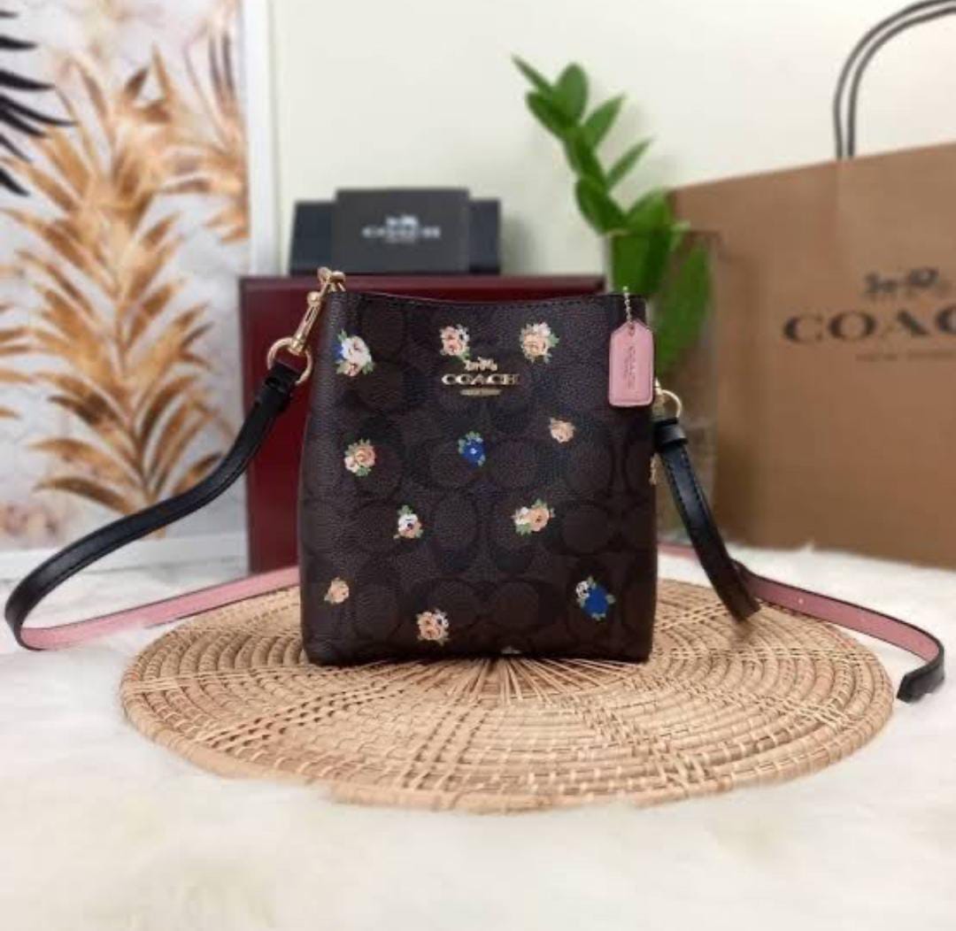 Coach Mini Town Bucket Bag In Signature Canvas With Vintage Mini Rose Print  195031394089