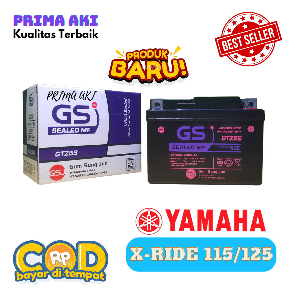 Aki Motor Yamaha X-ride Xride 115/125 Accu Kering GS J GTZ5S MF