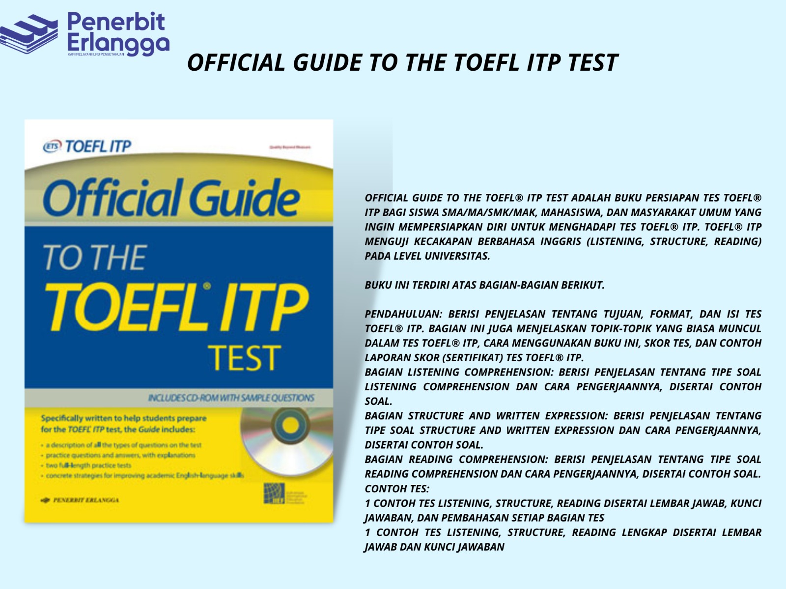 Buku Official Guide To The Toefl Itp Test Erlangga Lazada Indonesia 2251
