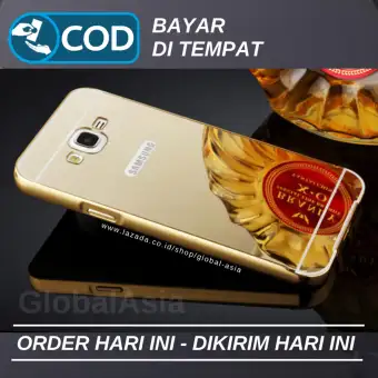 Samsung Galaxy J5 2015 Case Aluminium Bumper with Mirror Back Cover Casing / Chasing J5