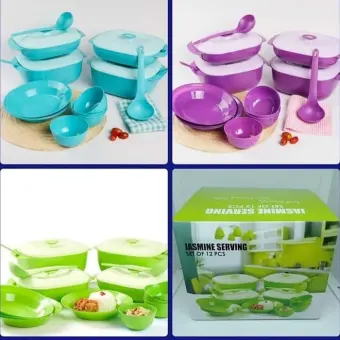 Jasmine Serving Set Mangkok Piring Set Sedia Melamin Keramik Plastik Ayam Jago Susun Set 5 Murah