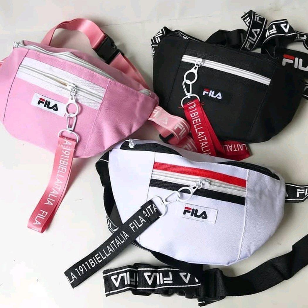Paket Murah 3pcs Waist Bag FILA Simple ( Pria dan Wanita ) - Hitam - Putih - Pink