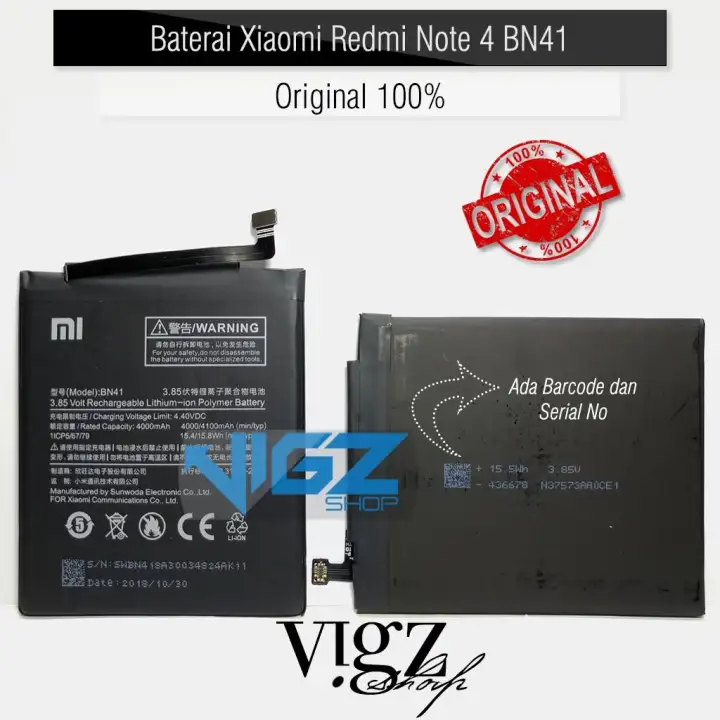 Baterai Xiaomi Redmi Note 4x Note 4 Bn41 Original 100 Lazada Indonesia