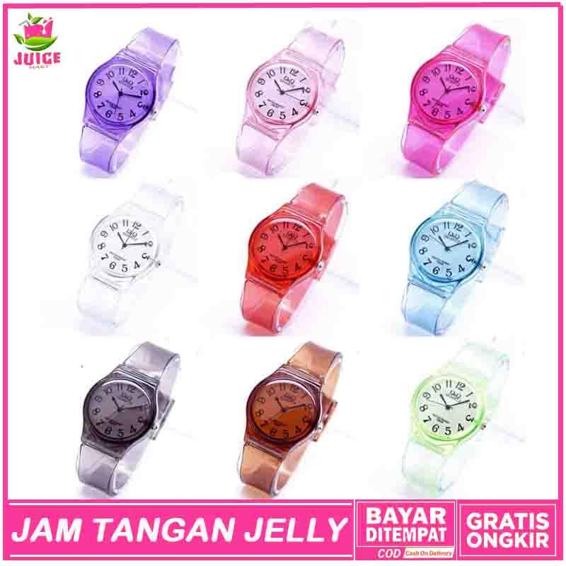 COD✔ Jam Tangan Jelly Angka Rubber Transparant Transparan bening Karet jam tangan murah Model Q&Q Termurah & Terlaris JQ01