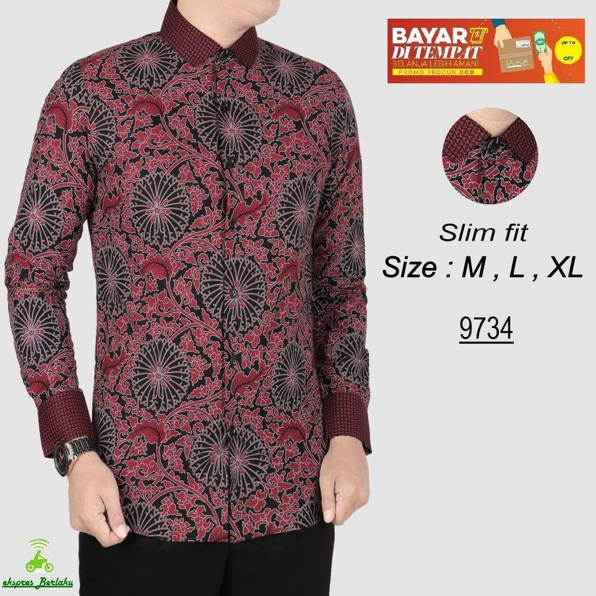 her+man Batik Pria Modern Kemeja Batik Pria Slim fit WW12Q