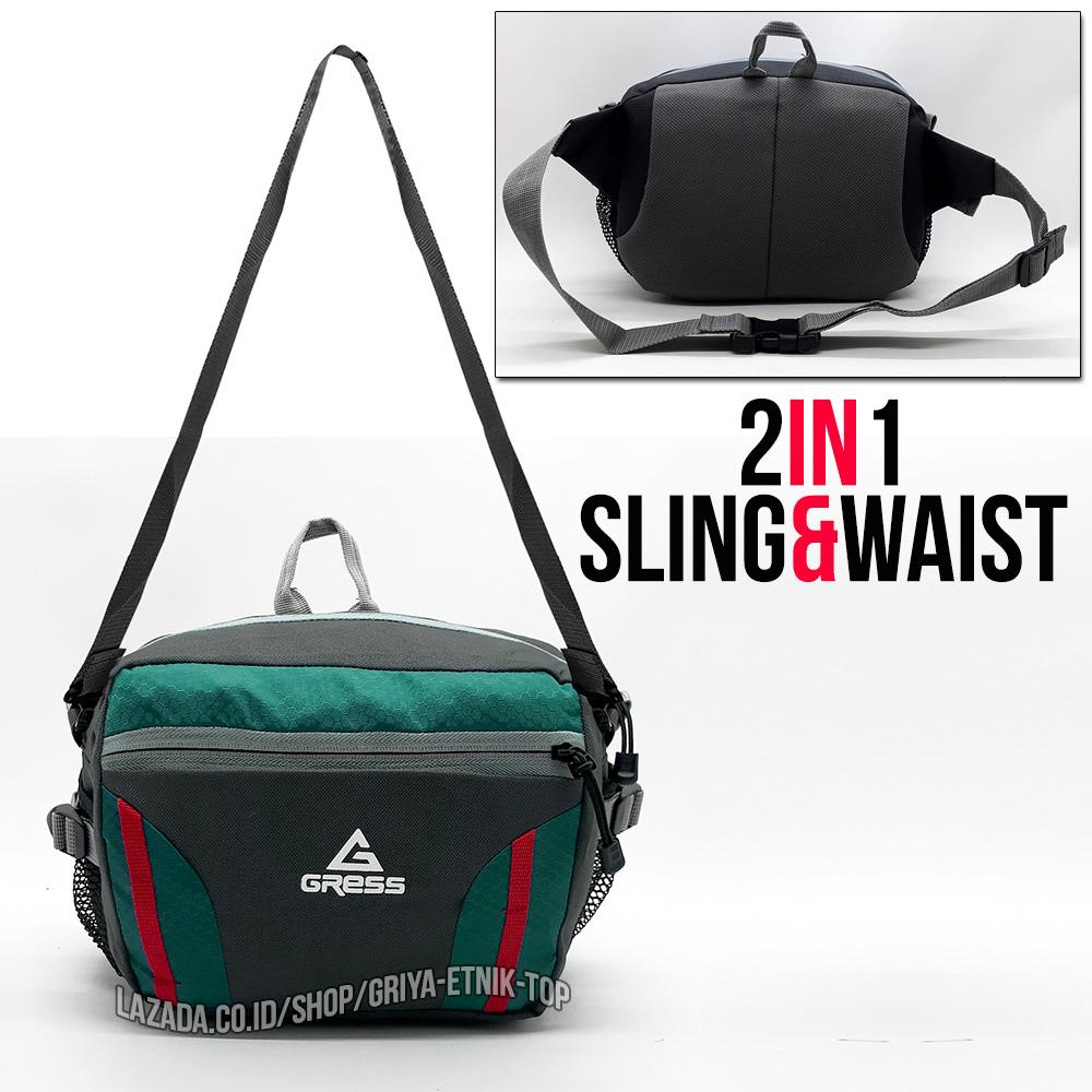 Tas slempang laki laki 2 in 1 Waistbag Gress Adventure Small Promo - Tas selempang Tas Pinggang Pria Terbaru - Waistbag Slingbag cowok Diskon - Tas selempang Distro Gress Promo